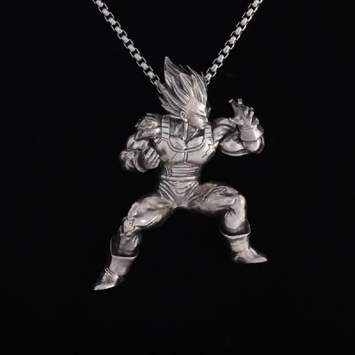 Vista 4 de Personalidad punk luchando pelo amarillo músculo anime personaje colgante collar para hombre motorista joyería, Zinc, No es una piedra preciosa