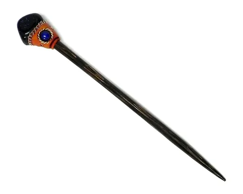 Vista 11 de Mia Jewel Shop - Palillos de madera de Chonta con piedras preciosas curativas naturales – Palillos para el cabello hechos a mano para mujeres