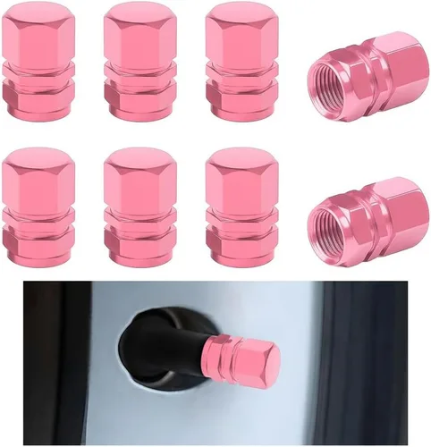 Vista 8 de Osilly Tapones de válvula de vástago de neumático de automóvil, 4 piezas de cubiertas de vástago de válvula de aleación de aluminio, resistentes a