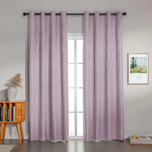 Vista 7 de Amazon Basics Cortinas Jacquard 100% opacas de 2 piezas, cortinas para sala de estar y dormitorio, tratamiento de ventana con aislamiento térmico