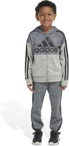 Vista 5 de adidas Conjunto de chaqueta de forro polar Mélange de manga larga para niños