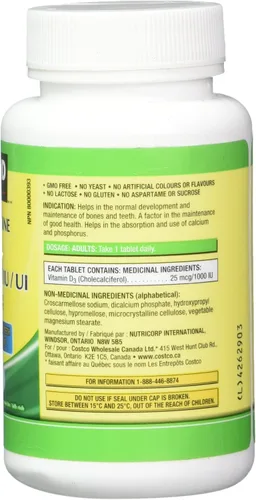 Vista 3 de Kirkland Signature Vitamina D3 1000 UI, 360 Tabletas