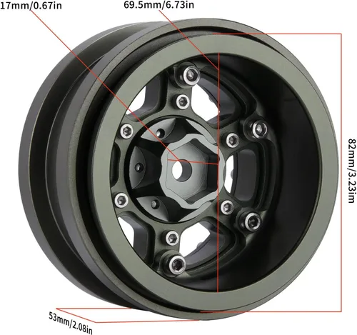 Vista 5 de DJX Juego de 4 llantas de 2.9 Beadlock para 1/6 RC Crawler Car Axial SCX6 JLU Wrangler (aceite)