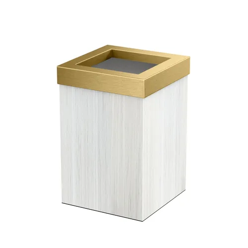 Vista 10 de Gatco Papelera Moderna Cuadrada, Combo Negro Mate y Latón Cepillado - Papelera de Acero Inoxidable con Tapa Extraíble, Resistente a Fugas, Capacidad