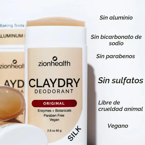 Vista 5 de Clay Dry Silk Desodorante Original Zion Health en barra de 2.8 onzas