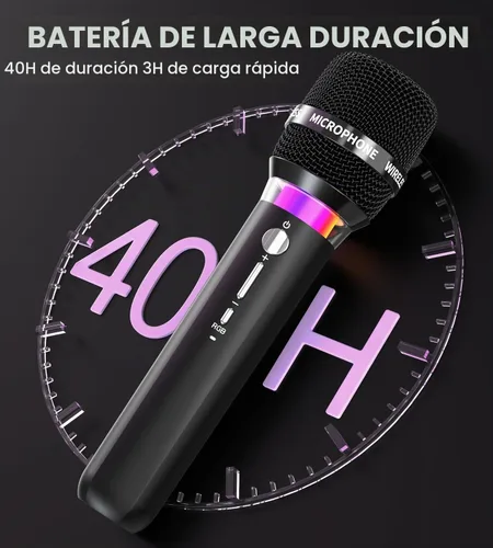 Vista 8 de Micrófono inalámbrico, micrófonos inalámbricos recargables con conexión de chip uno a uno y luces LED, duración de 40 horas, recepción de rango