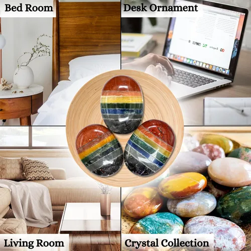 Vista 8 de Piedras de Siete Chakras de Amazing Gemstone y Piedras Curativas - Grandes Piedras de Palma de Cristal - Cristal para Buena Suerte, Energía Positiva