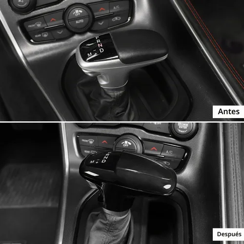 Vista 2 de CheroCar Funda para perilla de palanca de cambios Dodge Accesorios internos para Dodge Challenger Charger 2015-2022, para Dodge Durango 2018-2022