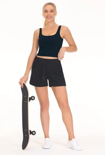 Vista 6 de THE GYM PEOPLE Brasier deportivo de cuello cuadrado para mujer, diseño de línea larga, extraíble, acolchado, para yoga