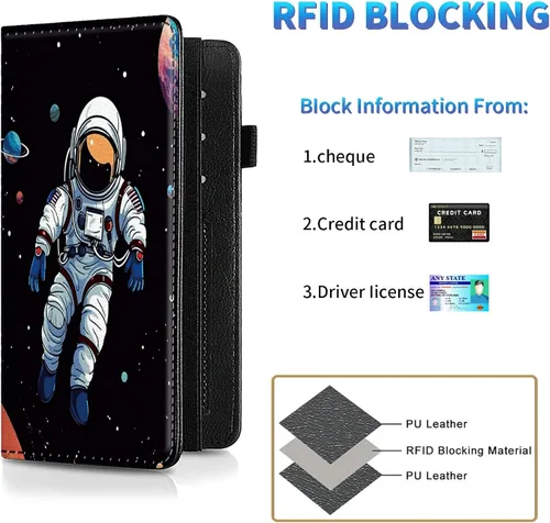 Vista 142 de Funda para chequera para hombres y mujeres, cartera de cuero RFID con ranuras para tarjetas de crédito, soporte de cheques duplicados personales