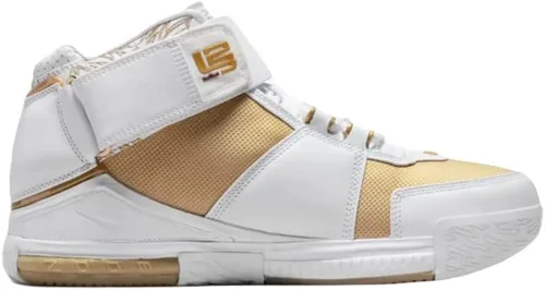 Vista 2 de Nike Zapatillas de baloncesto Lebron Zoom II para hombre, BlancoDorado metálico