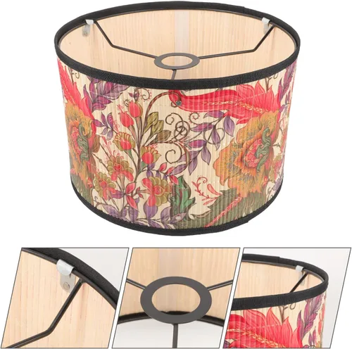 Vista 9 de Uonlytech Pantalla tejida de bambú de 11.81 pulgadas, pantalla de lámpara de mesa impresa para dormitorio, comedor, decoración de reemplazo