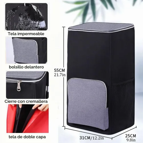 Vista 2 de Bolsa de repuesto para carrito de compras, bolsa de repuesto impermeable para carrito, con bolsillos laterales y bolsillo frontal, bolsa