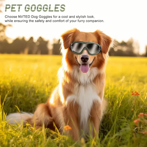 Vista 5 de Gafas de sol para perros, protección contra rayos UV, viento, polvo, niebla, gafas para mascotas, protección contra los ojos con correa ajustable