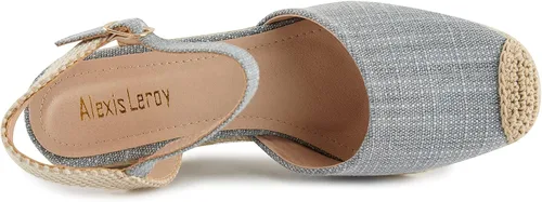 Vista 5 de Alexis Leroy Sandalias de cuña bordadas con hebilla y correa de hebilla para mujer