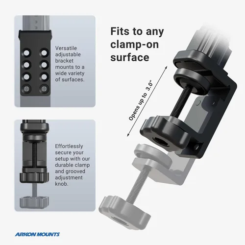 Vista 8 de ARKON Mounts - Soporte resistente para tablet con soporte de abrazadera y brazo de cuello de cisne flexible de 12 pulgadas Soporte versátil