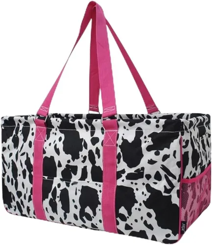 Vista 48 de NGIL Bolsa de comestibles reutilizable extra grande plegable de gran tamaño para comestibles, almacenamiento, picnic, playa, Estampado de vaca