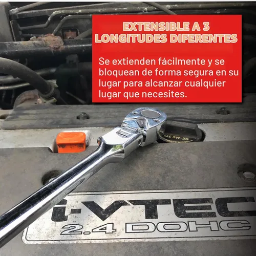 Vista 5 de EZRED MR482FL - Juego de trinquete extensible, 3 piezas, color plateado