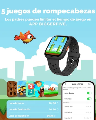 Vista 6 de Reloj inteligente BIGGERFIVE para niños, rastreador de actividad física de 1.8", podómetro, frecuencia cardíaca, monitor de sueño, IP68 resistente