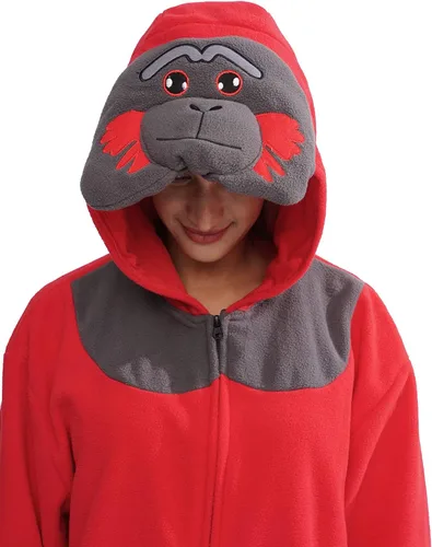 Vista 2 de Adult Cartoon Orangtan Onesie Costume Animal Cosplay Homewear Pajamas Sleepwear for Women and Men