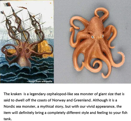 Vista 6 de Oncpcare Decoración de acuario de Kraken holandés, la misteriosa leyenda de pulpo, adorno de acuario, pecera, paisaje, vida marina, réplica