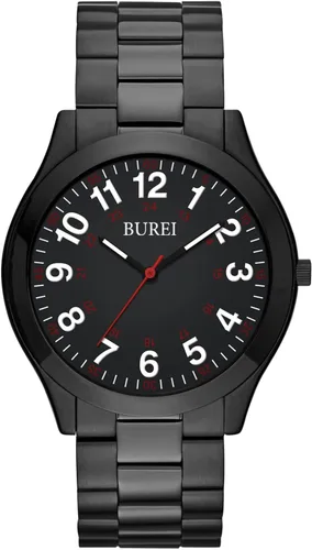 Vista 20 de BUREI Relojes para hombre de moda analógicos de acero inoxidable con movimiento de cuarzo impermeables, regalo para hombres.