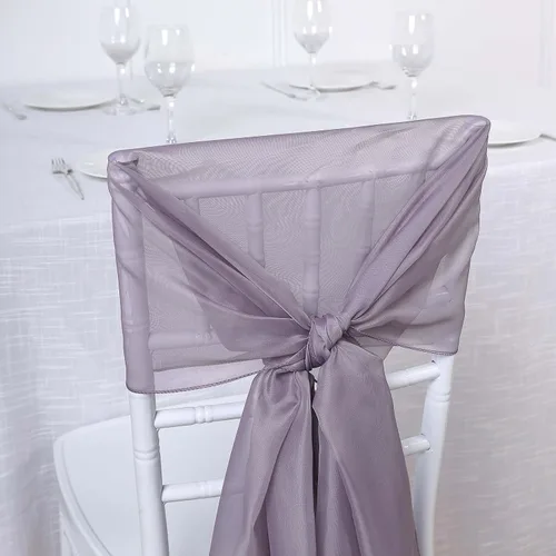 Vista 4 de Efavormart - Paquete de 5 bandas de gasa de alta calidad para silla, 22 x 78 pulgadas, amatista violeta, lazos para silla de diseño transparente