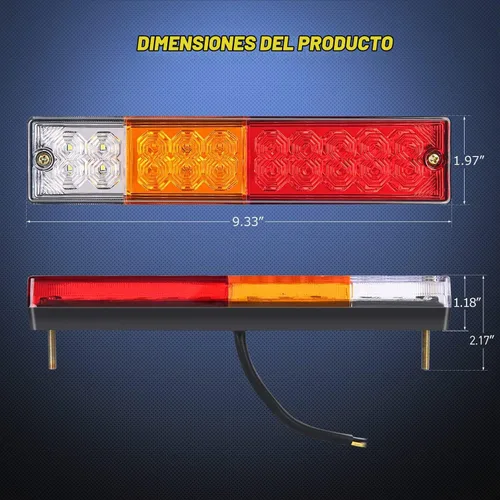 Vista 2 de Nilight Barra de luz trasera para remolque 2 piezas 20 LED luz de freno, luz automotriz, intermitentes, luces de marcha atrás IP65 impermeable