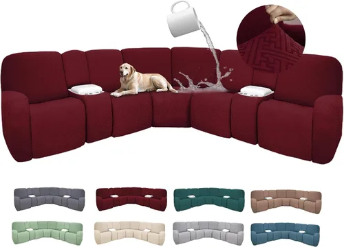 Vista 49 de Fundas de sofá reclinable seccional 100% impermeables para sofá reclinable en forma de L, funda de sofá modular de esquina en forma de L, fundas