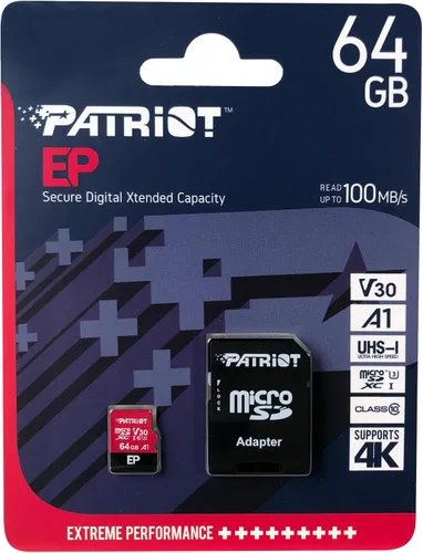 Vista 3 de Patriot Memory Tarjeta Micro SD A1 / V30 de 64 GB para teléfonos y tabletas Android, grabación de video 4K - PEF64GEP31MCX