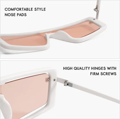 Vista 4 de HERJOUR Gafas de sol cuadradas retro de gran tamaño para mujeres y hombres, gafas de sol de moda AR82157