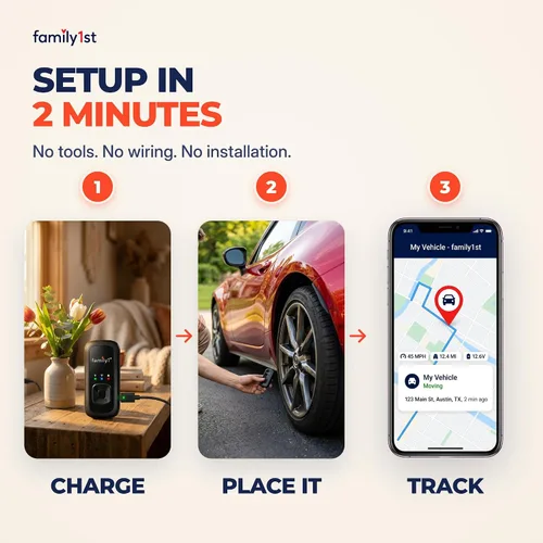 Vista 5 de Family1st Rastreadores GPS para vehículos, automóviles, camiones, seres queridos, seguimiento en tiempo real con aplicación, seguimiento oculto