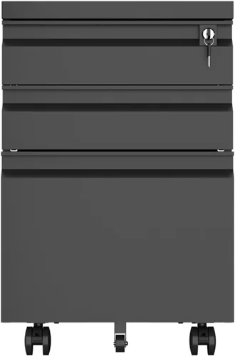 Vista 8 de LUCYPAL Archivador de metal de 2 cajones con ruedas, archivador con cerradura para tamaño legal/carta, archivador con cerradura para oficina