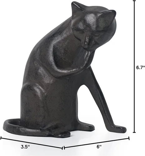 Vista 8 de DreamsEden Estatua de gato de metal para decoración del hogar