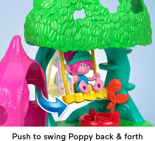 Vista 5 de Fisher-Price Imaginext DreamWorks Trolls Toys Flower Fun - Juego de campamento con figura de amapola para juegos de simulación para niños a partir