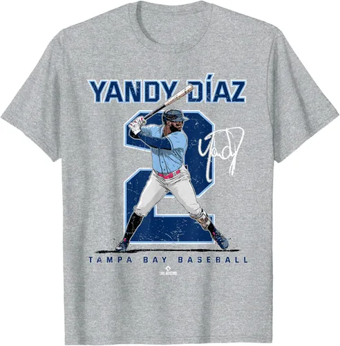 Vista 5 de Camiseta Number and Portrait Yandy Diaz Tampa Bay MLBPA, Negro