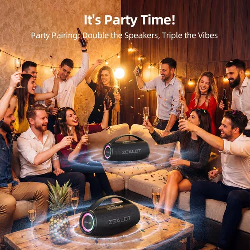 Vista 12 de ZEALOT Altavoz Bluetooth portátil para playa de 80 W, altavoz inalámbrico Bluetooth, altavoz impermeable IP67 para exterior/hogar, sonido estéreo