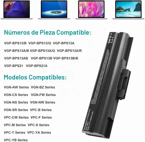 Vista 5 de Futurebatt Batería para portátil Sony Vaio VGP-BPS13 VGP-BPS13A VGP-BPS13A/B VGP-BPS13B/S VGP-BPL13 VGP-BPS21 VGP-BPS21A VGP-BPS21B PCG-81214L