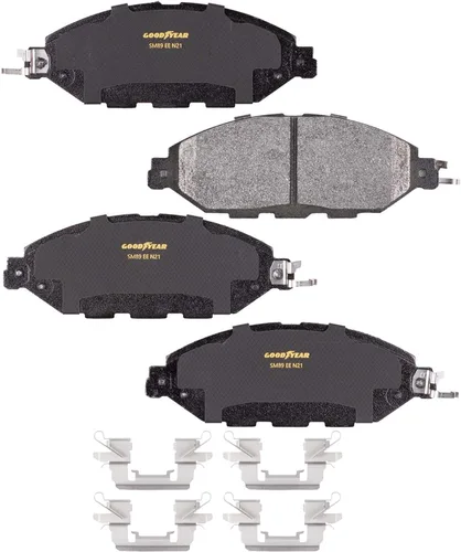 Vista 4 de Goodyear Rotores delanteros premium (2) y pastillas de freno (4) para: Infiniti G35 (2007-2008); Infiniti JX35 (2013); Infiniti QX60 (2014-2020)