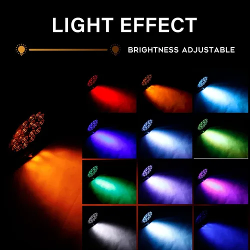 Vista 2 de DMX RGBWA - Luz Par de 180 W, UV 6 en 1, 18 luces LED Par 64 Luces de club de DJ con sonido activado para DJ Disco Club Festival Boda Fiesta Iglesia