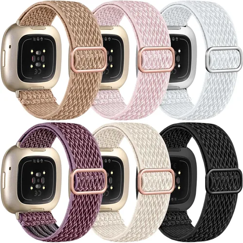 Vista 15 de Ouwegaga Banda elástica compatible con Fitbit Versa 4 bandas/Sense 2/Sense/Versa 3 bandas para mujeres y hombres, correa deportiva ajustable de A1