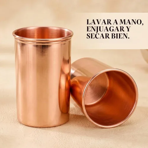 Vista 5 de Vasos de cobre puro para beber – Ayurvedic Health Pure Copper Cups – Juego de 2 piezas – 10.5 fl oz (11 fl oz)