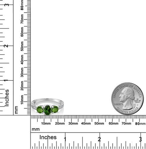 Vista 19 de Gem Stone King Anillo de compromiso de 3 piedras preciosas de oro blanco de 10 quilates con piedra natal y diamantes cultivados en laboratorio