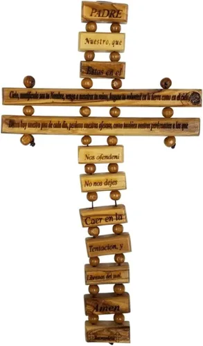 Vista 7 de Bethlehem Gifts TM Cruz de madera de olivo de Belén, tallada a mano, crucifijo (Crucifijo de Benedicto, 15 cm)