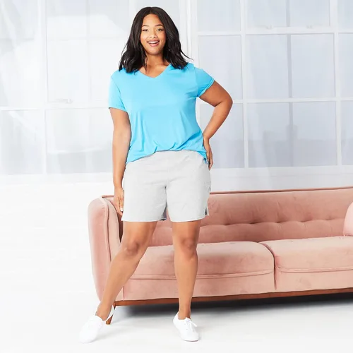 Vista 5 de Hanes Women's Just My Size Cotton Jersey Shorts, Plus Size Pull-on Gym Shorts, 7 inches Inseam