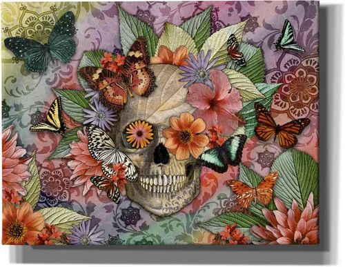 Vista 11 de Epic Graffiti 'Butterfly Botaniskull' de Fusion Idol Arts, arte de pared en lienzo, 16 x 12 pulgadas