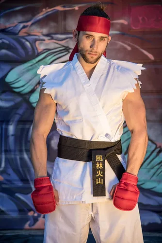 Vista 5 de Leg Avenue Disfraz de Street Fighter Ryu para hombre, Blanco