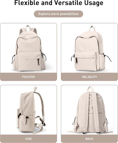 Vista 9 de BJLFS Mochila para mujer, Blanco, Mochilas Daypack