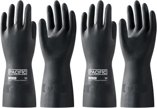 Vista 12 de PACIFIC PPE Guantes resistentes a productos químicos, guantes de goma industriales de gran resistencia, resistentes a ácidos, alcalinos y aceite, 32
