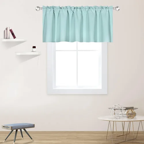 Vista 28 de DECOVSUN Cenefa morada para ventanas de 60 x 18 pulgadas, aislamiento térmico sólido, bolsillo para cortinero, cenefa corta para cocina, cenefa